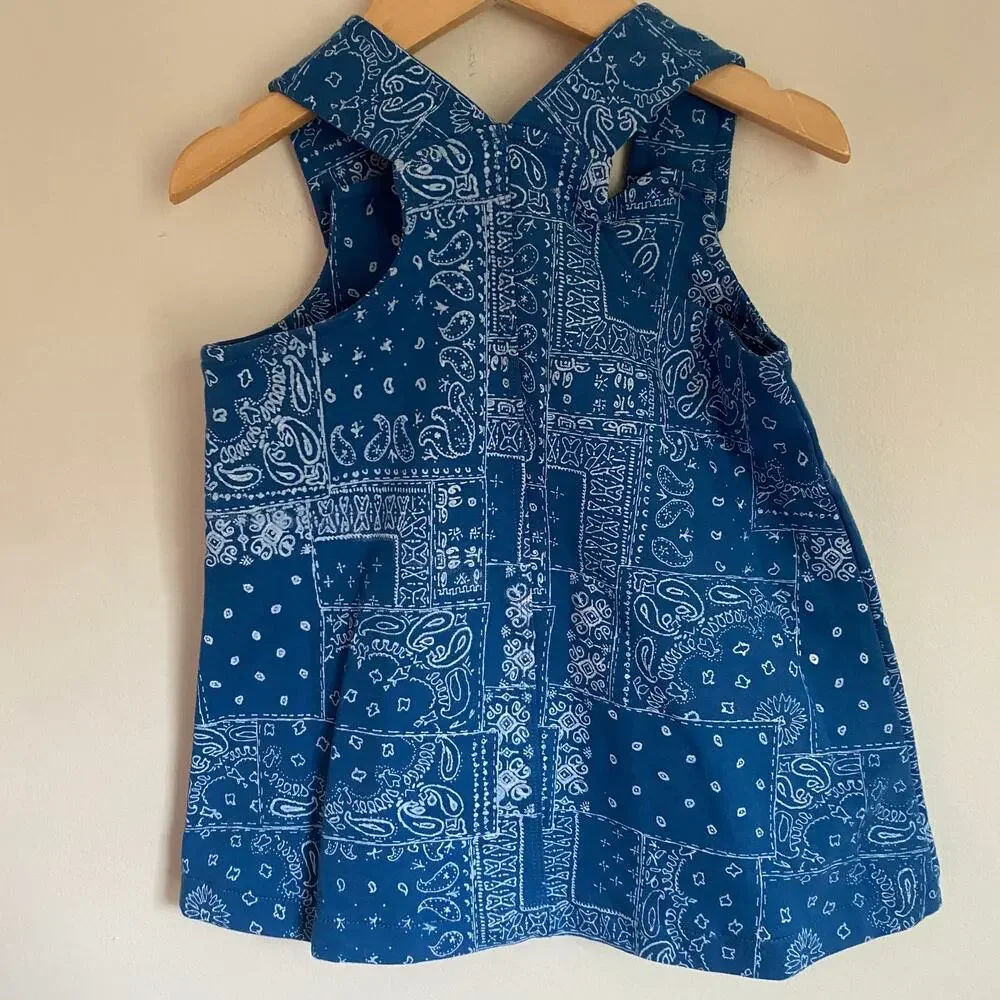 Burt's Bees Blue Paisley Bandana Print Overall Dress Sz 18mo